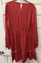 Knox Rose Red Ruffle Long Sleeve Short Dress M 100% Recycled Polyester