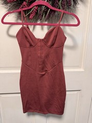 Women&rsquo;s Sleeveless Corset Mini Knit Bodycon Dress – Wild Fable Maroon XXS