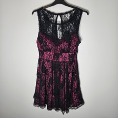 B. Smart Juniors 9/10 Hot Pink Black Lace Dress Formal Homecoming Dance Party