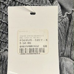 Papillon Gray Stonewashed Boho Mini Dress XL Adjustable Straps NWT Festival