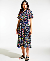 Talbots Nautical Theme Flag Rope Navy Button-Down Dress w/ Matching Belt Size 16