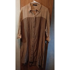 The Limited Tunic Dress XL Neutral Colorblock Rayon Nylon Work Casual Vacation