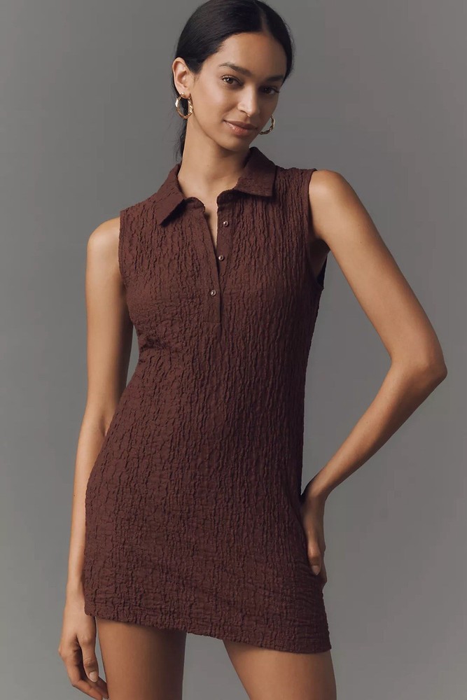 NWT By Anthropologie Sleeveless Textured Mini Shirt Dress Size M