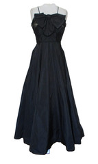 Vintage 1940s Black Taffeta Long Dress Evening Gown XS Women