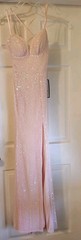 B. Darlin Juniors MEDIUM Sequin Open Back Long Dress LIGHT PINK Iridescent #NH25