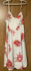 Old Navy XS White Floral Midi Sundress V-Neck Adjustable Straps Red Pink