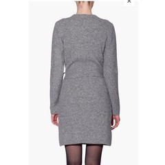 Walter Baker Grey Knit Beth Button Front Pearl Detail Belted Cardigan Dress LG