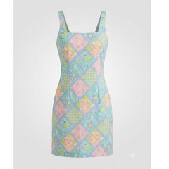 Vintage Beach Pastel Patchwork Tropical Floral Shell Print Mini Dress 10 Y2K
