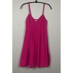 Susana Monaco Hot Pink V-Neck Pleated Fit and Flare Mini Dress Small Made in USA