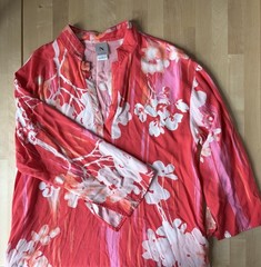 Natori Pink Floral Tunic Midi Dress Size S 100% Rayon Resort Beach Vacation