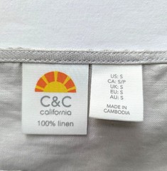 C&C California Shimmery 100% Linen Mini Tank Artesian Dress Small Embroidered