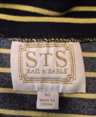 Sail to Sable Women&rsquo;s Navy Yellow Striped Shift Mini Dress M Round Neck 3/4