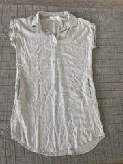 THREAD & SUPPLY Blue White Pinstriped Shirt Dress Pockets Medium Beach Coastal