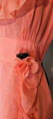 vintage Pink Solid cotton Ruffle Maxi Dress Sleeveless Scoop Neck Zip Dry Clean