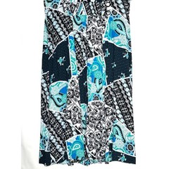 Vintage 90s Mixed Print Maxi Dress Size 1X Button Front Teal Black Paisley Soft