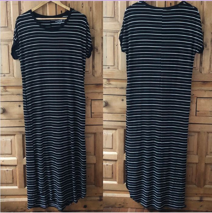 LNBF Leave Nothing But Footprints Womens Size Medium Black White Striped Dress