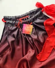 Bespoke Hand Painted Signed Silk Red/Black Tulips Summer Party Dress with Shawl