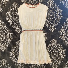 Global Desi Dress Cream Medium Lightweight Fabric Boho Mid Length Embroidery
