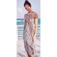 HD In Paris Anthropologie Silk Sleeveless Midi Dress Colorful Boho Resort 8