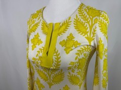 Diane von Furstenberg Yellow White Dress‎ 6 New Reina Two Silk Jersey Small DVF