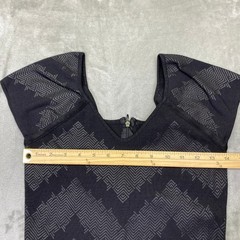 Armani Exchange Black Zigzag Knit Cap Sleeve Sheath Dress M Cocktail Festive