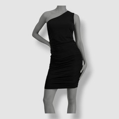 Bar III Women&rsquo;s Black Ruched One-Shoulder Mini Dress Size M
