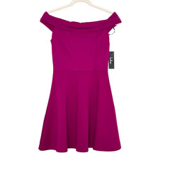 NWT LuLu&rsquo;s Dress S Off the Shoulder Burgundy Skater Medium Weight Fit and Flare