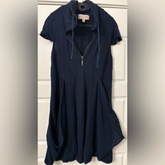 Philosophy Navy Blue Zip Casual Mesh Dress Petite Medium PM