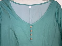 NEW in PKG -PRINTED DESIGN FULL LENGTH 3/4 LENGTH SLEEVE AQUA BLUE DRESS – LARGE