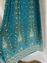 Izabel Size 12 Teal Green & Orange Print Maxi Dress Long Empress Line Bust BNWT