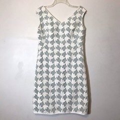 Tory Burch White Brooklyn Lace Over Seafoam Sheath Dress Floral Embroidered 10