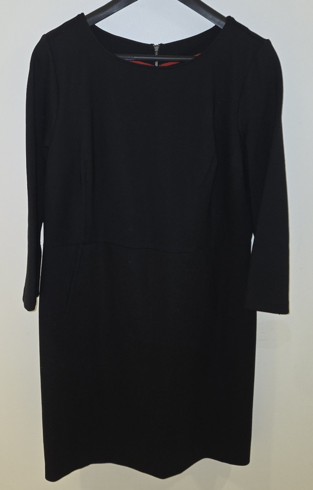 Spanx Classic Black Perfect Shift Midi Dress Zip Up Rayon Nylon Womens Sz XL NWT