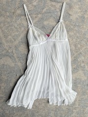 Betsey Johnson Intimates Pink Babydoll Dress Ruffle Trim Green Ribbon Y2K Sz M