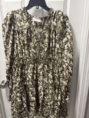 Hyacinth House Olive Floral Renee Ruffle Mini Dress Size XXL