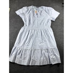PrettyGarden Light Blue Cotton Lyocell Smocked Tiered Babydoll Dress XXL NEW