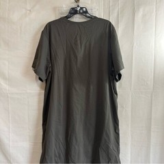 DAZY Women Mesh Tulle Hem Round Neck Loose Short Sleeve T-Shirt Dress Gray 1XL