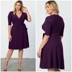 Kiyonna essential wrap dress size 4X US 26 28 purple NEW