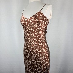 Nili Lotan Brown Floral 100% Silk Midi Slip Dress Women&rsquo;s Small Cami Luxury