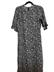 EUC Women&rsquo;s LOFT Black White Floral Midi Dress 6P