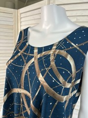 JOSTAR Women&rsquo;s Tank Dress Teal Poly Spandex Stretch Sequin Sparkle Size S