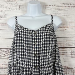 ModCloth Dress Womens XL Blue Gingham Check Button Front Sleeveless Sundress