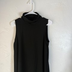Garnet Hill Black Sleeveless Turtleneck Dress Size S Tencel Lyocell Spandex