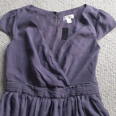 Tevolio Purple Chiffon Wrap dress Cap Sleeve Size 4 Side Zipper with Pockets