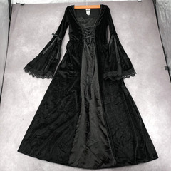 Modern Hero Black Gothic Velvet Dress Lace Up Flare Sleeve Women S