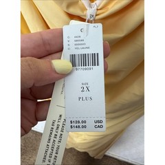 Anthropologie Plus NIA Yellow Ruched Cowl Neck Midi Dress 2X NWT Cocktail