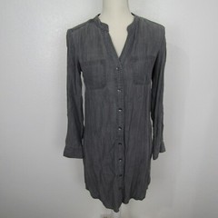 Banana Republic Sheath Dress Womens 2 Button-Up V-Neck Gray Thigh Length