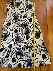 Ann Taylor Beige and Black Floral A-Line Dress with Ruffle at Bottom Size 8