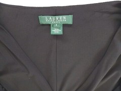 Lauren Ralph Lauren Dress 6 Black Pleated Rupples A Line V Neck