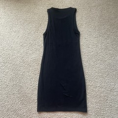 Zara Black Sleeveless Midi Dress Womens Small Stretch Bodycon Tank Dress