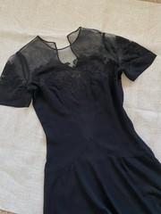 1940s black rayon dress size xs